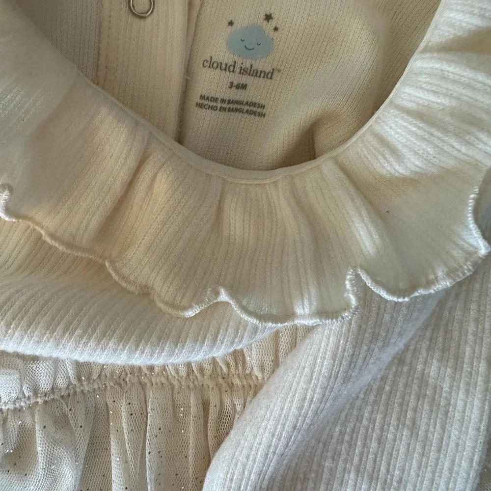 Cloud Island Baby Girl Cream Dress with Diaper Cover Set